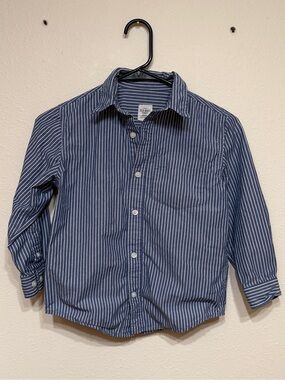 Old Navy Blue & White Striped Button-Down Shirt - Kids